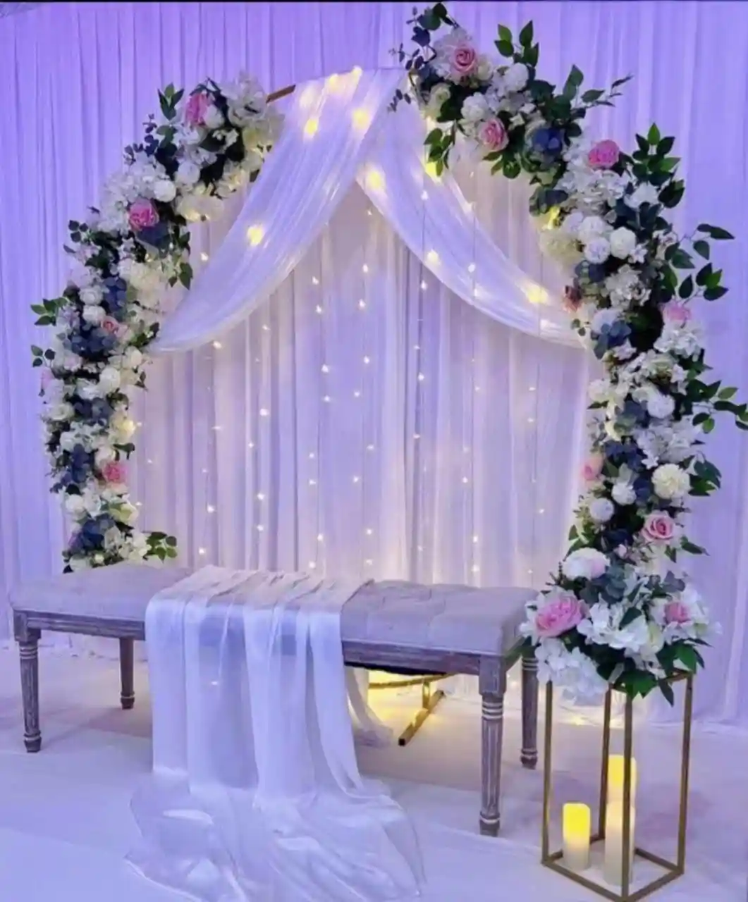 Pastel Floral Ring Backdrop with Artificial Flowers Decoration